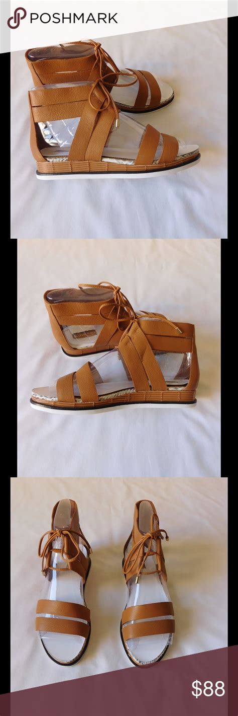 Leather Majestic Tan Low Platform Sandals Wties Nwot These Pair Of