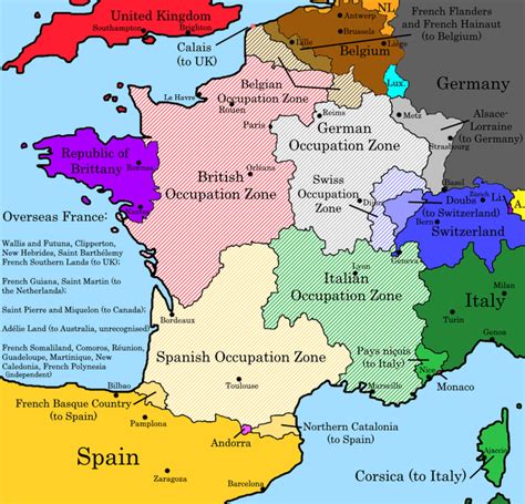 The Partition And Occupation Zones Of France Imaginarymaps