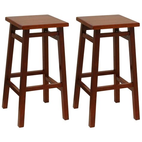 winsome® 30 walnut finished square seat bar stools set of 2 151330 kitchen and dining at