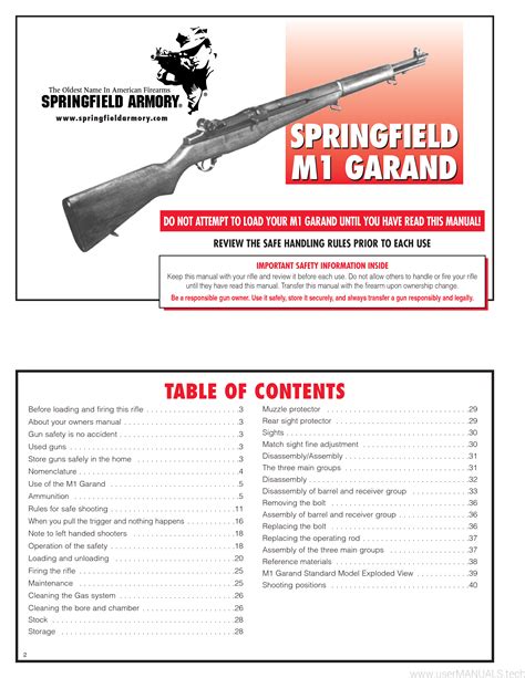 Springfield Armory M1 Garand Instructions Manual
