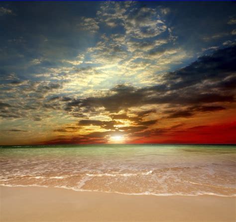 Folly Beach Ocean Sunset Landscape Seascape Scene In The Indian Ocean