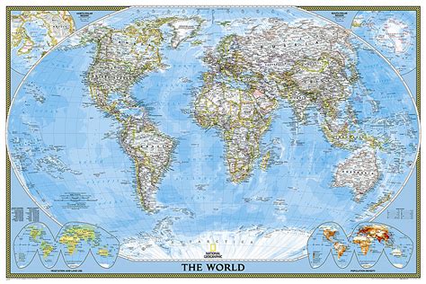 Buy Map World Classic Poster Sized Sleeved By National Geographic