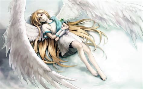 🔥 Download Anime Art Angel Wings Sad Long Hair Desktop Wallpaper By