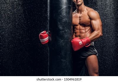 Beautiful Muscular Fighter Naked Torso Standing Stock Photo 1504961819