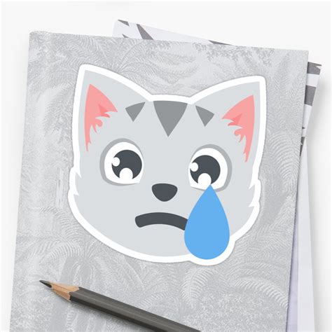 Cry Crying Cat Feeling Bad Sad Face Emoticon Sticker By Roarr Redbubble