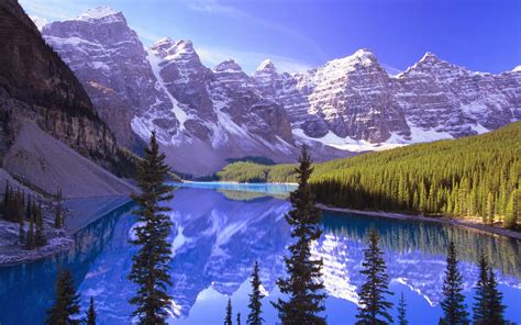 Icy Snowy Mountains And Lake Hd Desktop Backgrounds Images