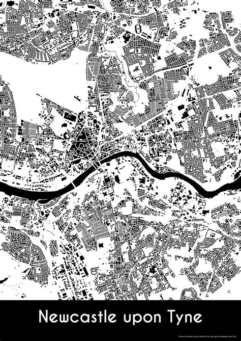 Newcastle Upon Tyne Map Buildings Newcastle Upon Tyne Print City