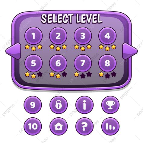Level Select Vector Art Png Purple Game Level Select And Buttons Gui