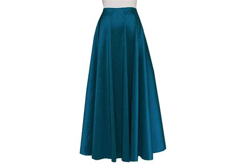 Teal Taffeta Skirt Long Formal Skirt Floor Length Evening Maxi Skirt Xs