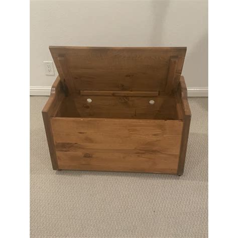 Late 20th Century Vintage Childrens Wooden Toy Chest With Casters