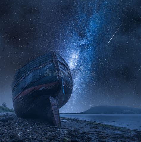 Shipwreck In Fort William And Milky Way Tourism In Scotland Stock