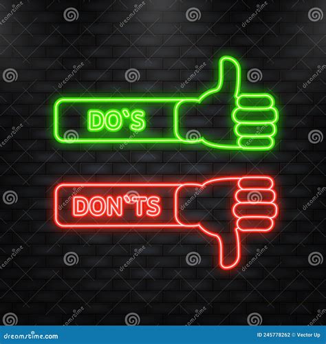 Neon Icon Dos And Donts Banner Approved And Rejected Positive