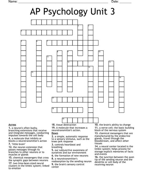 Ap Psychology Unit 3 Crossword Wordmint