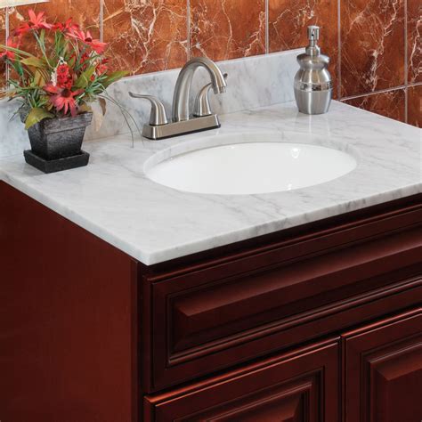 It has a variety of design patterns that can accent your bathroom vanity while providing the luxurious experience you're looking for. Natural Marble Vanity Tops by LessCare - Shop Bathroom ...