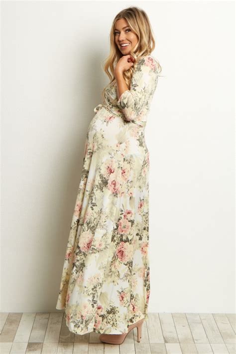 Target.com has been visited by 1m+ users in the past month Ivory Floral Maternity Wrap Maxi Dress | Maternity dresses ...