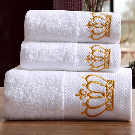 5 Star Hotel Luxury Embroidery White Bath Towel Set 100 Cotton Large