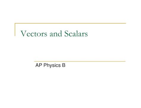 Pdf Vectors And Scalars Ap Physics B Mr Bs Physics Planet Home