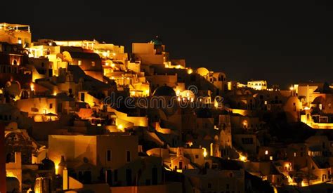 Oia Alla Notte Santorini Grecia Immagine Stock Immagine Di