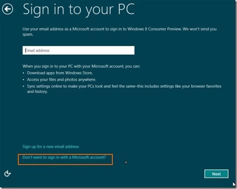 Create User Account Without Using Email Address In Windows 8