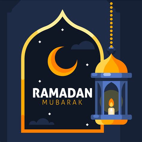 Ramadan Mubarak Background With Crescent And Hanging Lantern 1217505