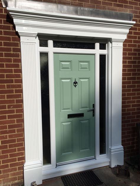 Easy to install and maintain, a door canopy is a cost effective and simple they can be used as a front door canopy or a porch canopy. New for 2015 Green front door with new pillars either side ...