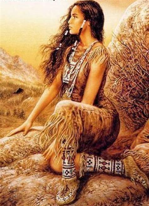 A Young Woman Gazes Thoughtfully Into The Peaceful Sky Native American