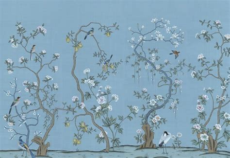 Hand Painted Chinoiserie Wallpaper Custom Order Reserved For Etsy