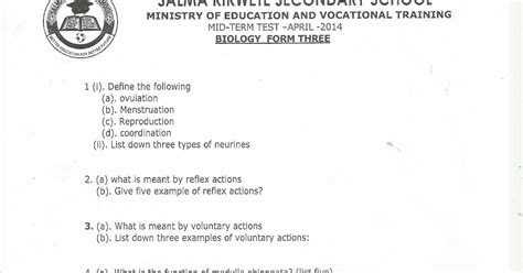 Form Three Study Notes And Past Papers Blog Biology Form Three Past Papers