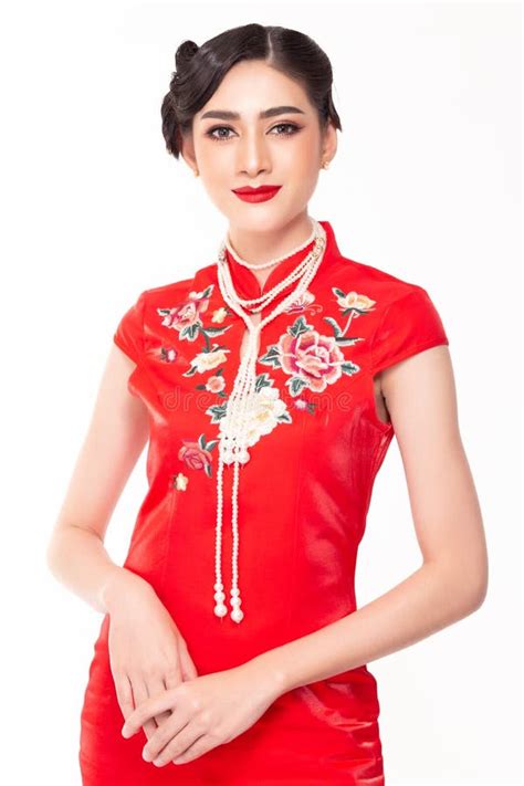 Portrait Of A Beautiful Chinese Woman In Traditional Chinese Costume