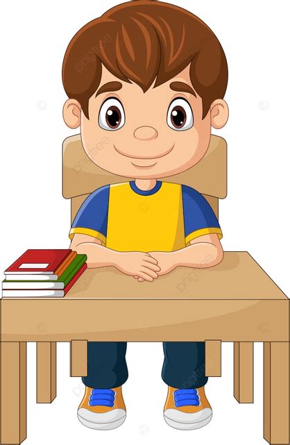 Cartoon Little Boy Studying On The Desk Cartoon Drawing Boy Drawing