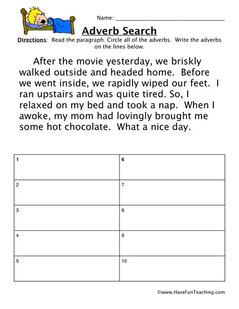 Adverb Movie Worksheet • Have Fun Teaching
