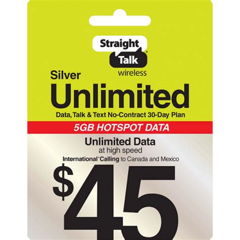 Straight Talk Silver Unlimited 45 Text Talk And Web Access 30 Day Service
