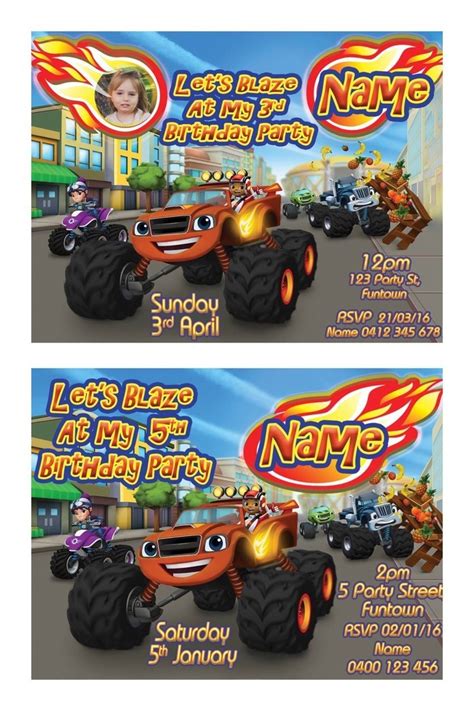 Watch nickalodeon's educational, kids tv show blaze and the monster machines as the main character, aj takes on math and science problems. Blaze and the Monster Machines Print your Own Invitation Digital File | Eat Me Edible Images on ...