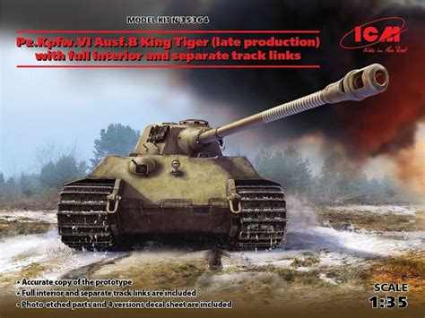Icm 135 Scale Pzkpfwvi Ausfb King Tiger Late Production With Full