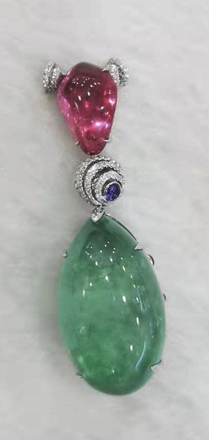 60 Cts Emerald And Pink Tourmaline Joyas Oro Broches