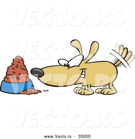 Vector Of An Excited Cartoon Dog Wagging His Tail In Front Of A Full