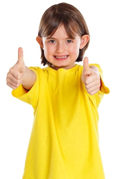Premium Photo Girl Child Kid Smiling Young Success Thumbs Up Isolated