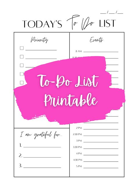 Elegant And Simple To Do List Printable Etsy