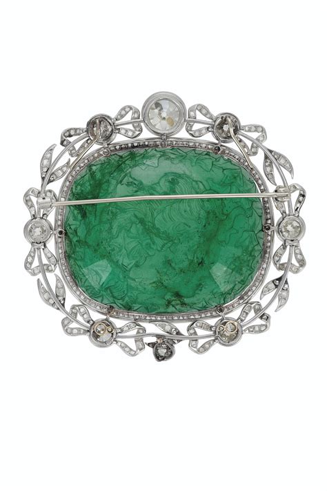 Antique Emerald Cameo And Diamond Brooch Christies
