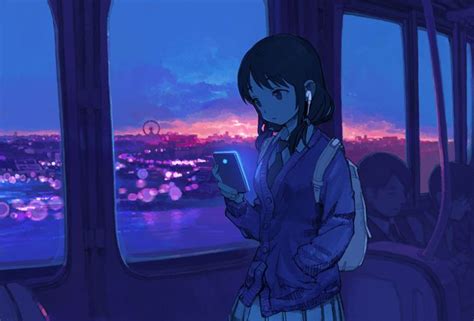 Train Commute Watamote Anime Art Girl Anime Aesthetic Anime