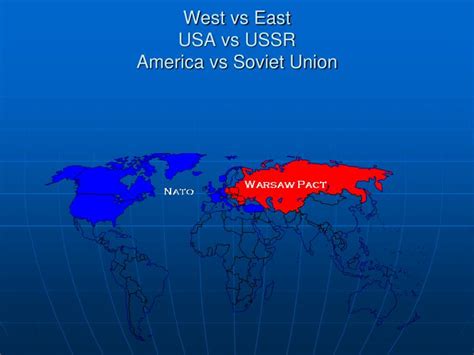 The destruction of the japanese cities of hiroshima and nagasaki by american atomic weapons in august 1945 began an arms race between the united states and the soviet union. PPT - West vs East USA vs USSR America vs Soviet Union ...
