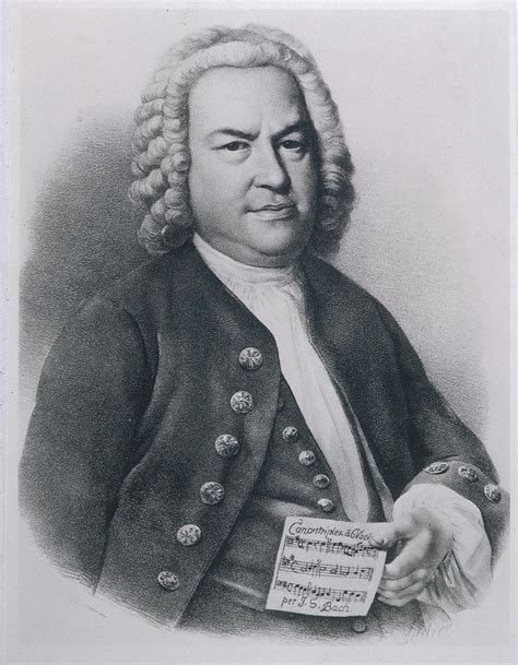 Johann Sebastian Bach With Manuscript Drawing By Mary Evans Picture