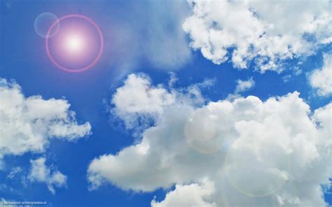 Wallpaper Met Wolken Blauwe Lucht En Zon Achtergronden