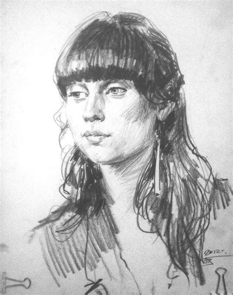 Портрет девушки с натуры Точин Алексей бумага графитный простой карандаш Alextochin