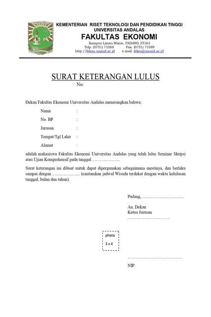 Contoh Surat Keterangan Lulus Dan Cara Mendapatkannya