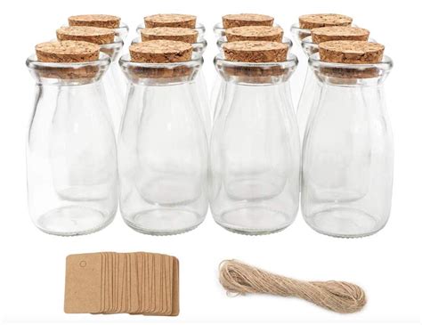 Small Glass Favor Jars Milk Glass Bottles Cork Lids Party Favors