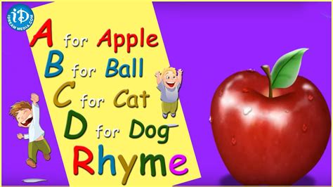 Abcd A For Apple Rhyme Nursery Rhymes Kids Learning Videos