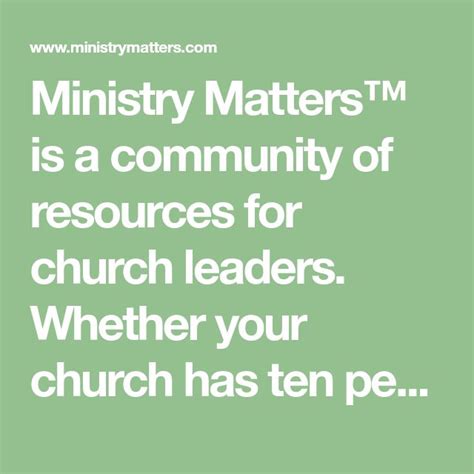 Ministry Matters Is A Community Of Resources For Church Leaders