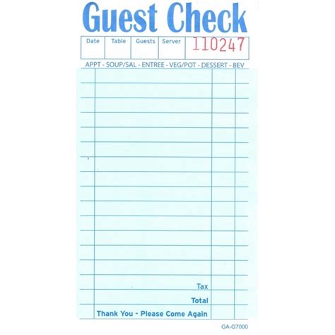 Guest Check 2 Part 34 X 675 17 Lines Book Carbonless 2500 Checks