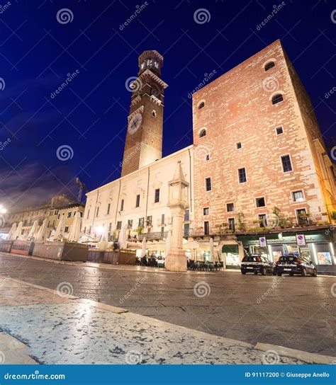 Piazza Delle Erbe The Market`s Square In Verona Editorial Image